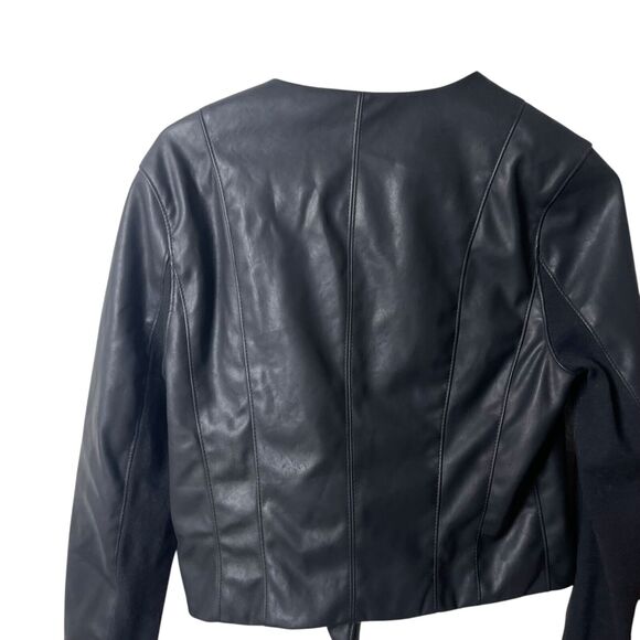 BLANKNYC Denim Record Breaker Collarless Faux Leather Moto Jacket Black Large - Picture 9 of 11
